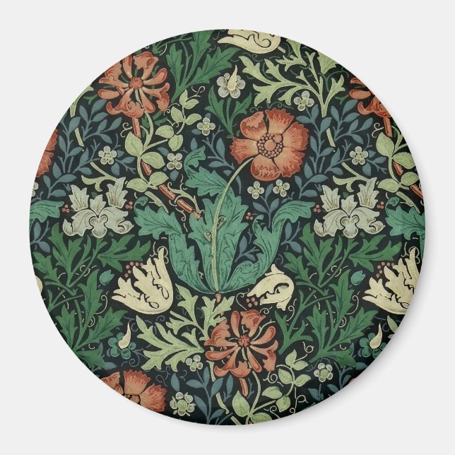 William Morris Compton Floral Art Nouveau Pattern Magnet (Front)