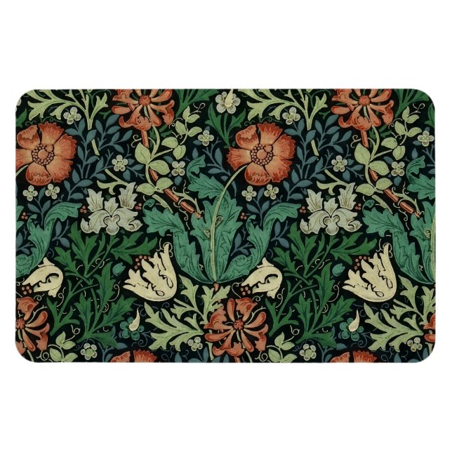 William Morris Compton Floral Art Nouveau Pattern Magnet (Horizontal)