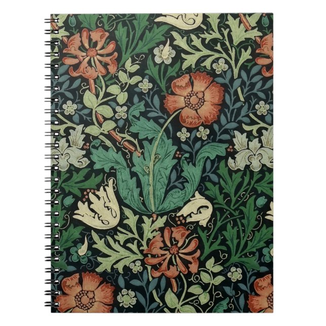 William Morris Compton Floral Art Nouveau Pattern Notebook (Front)