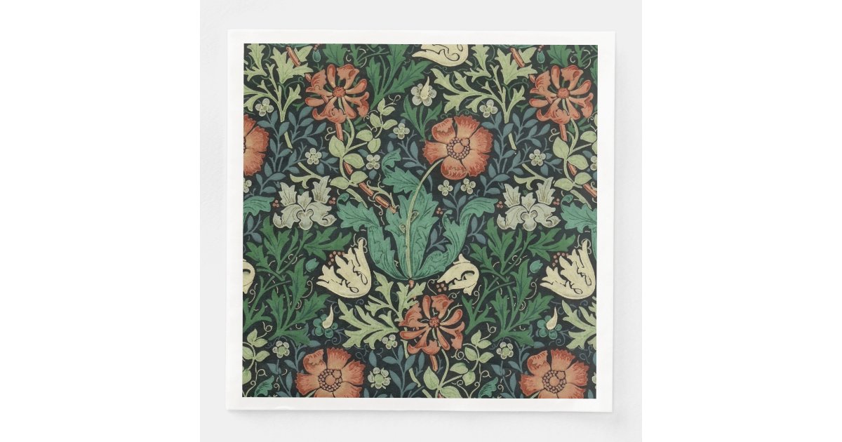 William Morris Compton Floral Art Nouveau Pattern Paper Dinner Napkins ...