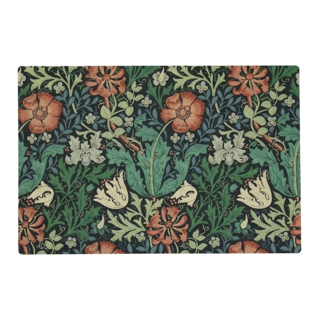 William Morris Compton Floral Art Nouveau Pattern Placemat (Front)