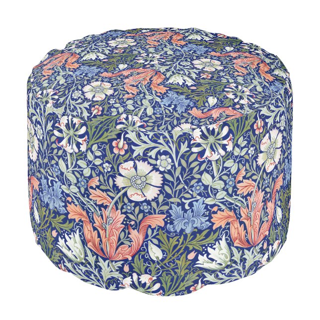 William Morris Compton Floral Art Nouveau Pattern Pouf (Angled Front)