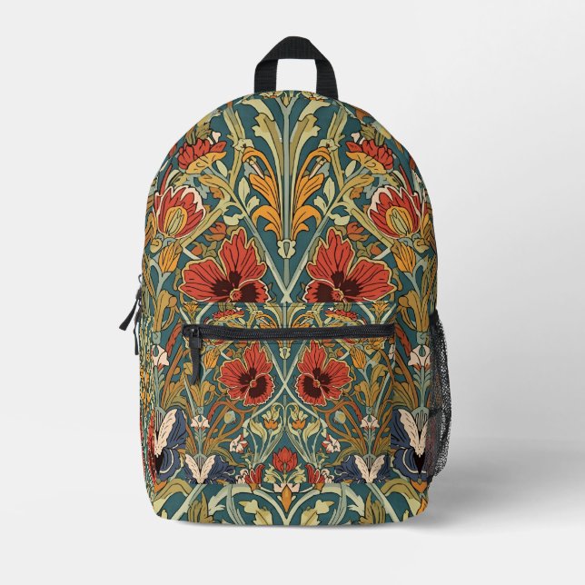William Morris Compton Floral Art Nouveau Pattern Printed Backpack (Front)