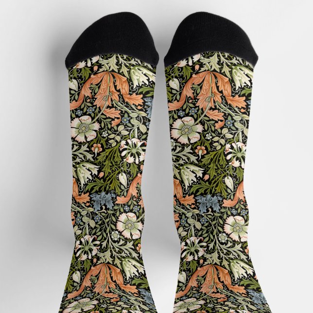William Morris Compton Floral Art Nouveau Pattern Socks (Top)