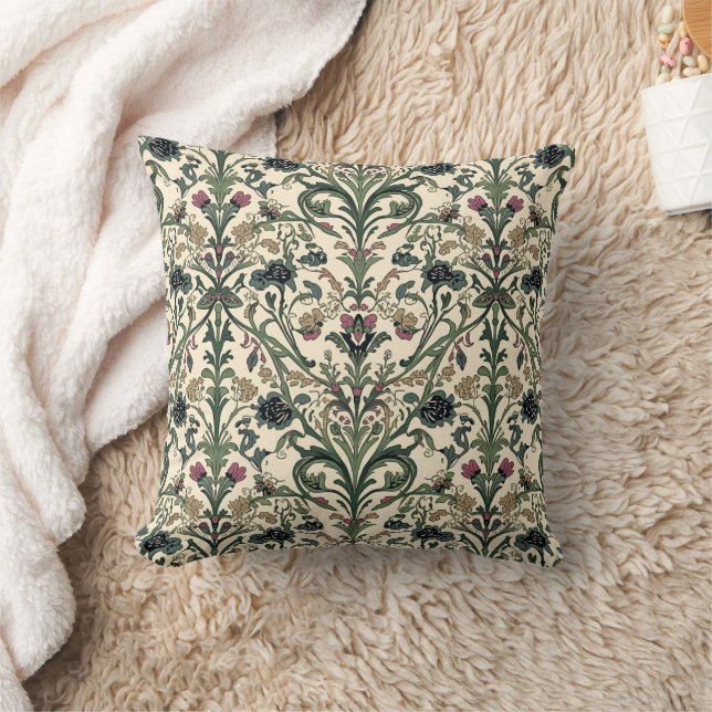 William Morris Compton Floral Art Nouveau Pattern Throw Pillow (Blanket)
