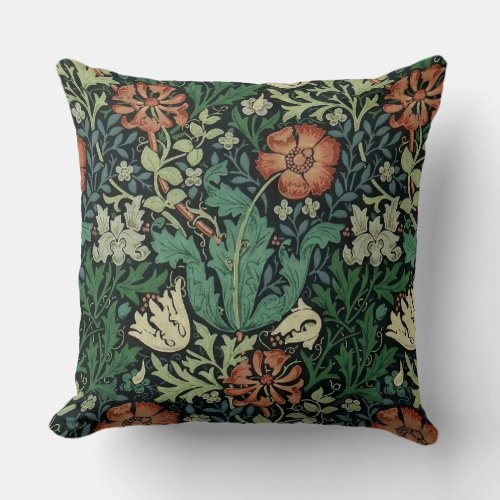 William Morris Compton Floral Art Nouveau Pattern Throw Pillow