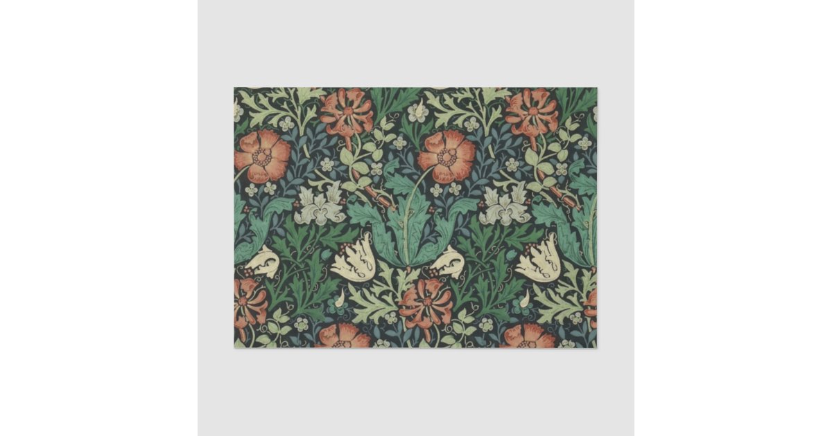 William Morris Compton Floral Art Nouveau Pattern Tissue Paper | Zazzle