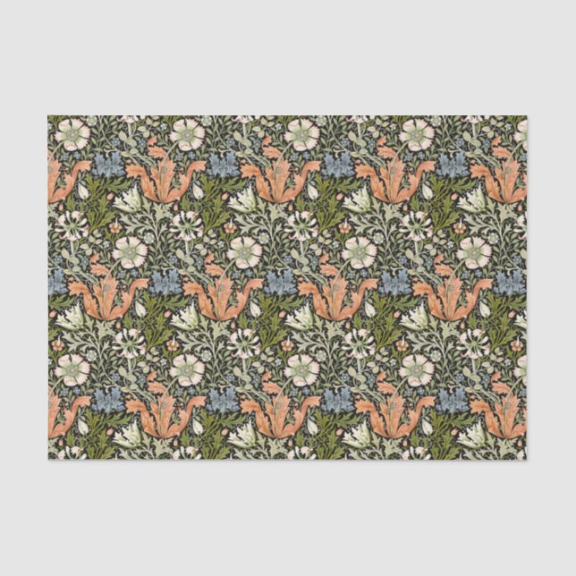 William Morris Compton Floral Art Nouveau Pattern Tissue Paper (Front)