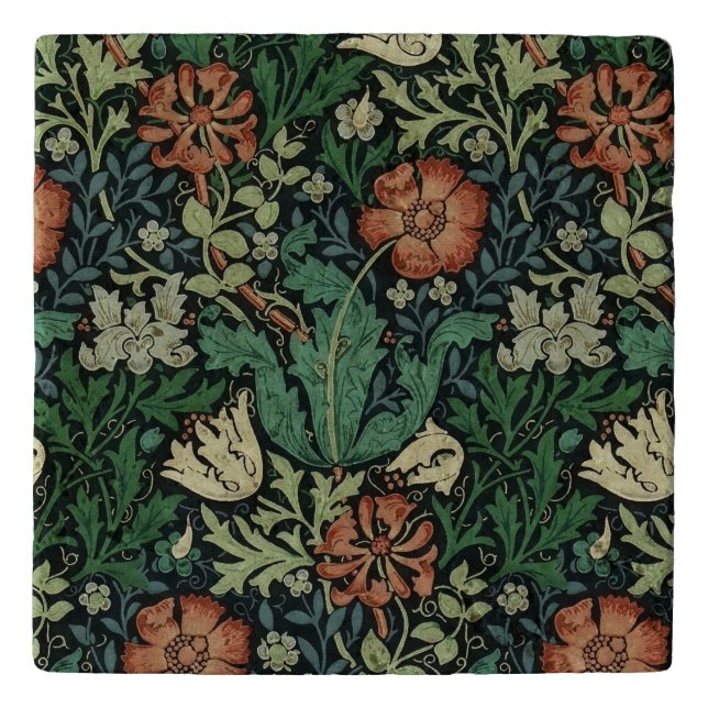 William Morris Compton Floral Art Nouveau Pattern Trivet (Front)