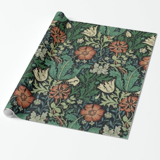 William Morris Compton Floral Art Nouveau Pattern Wrapping Paper