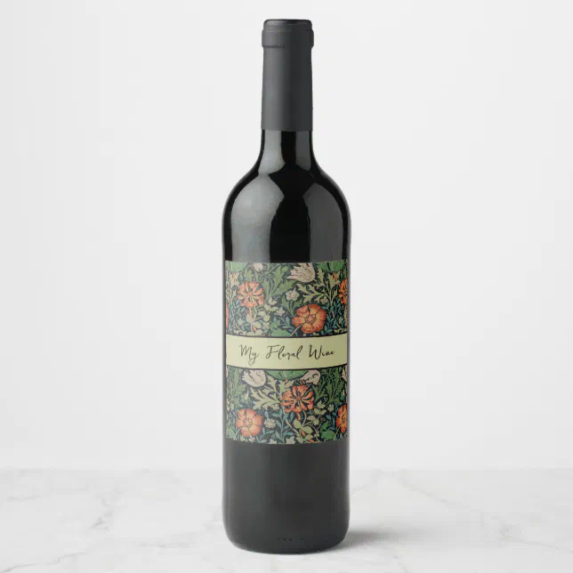 Compton Labels William Morris Compton Wallpaper Classic Wine Label | Zazzle