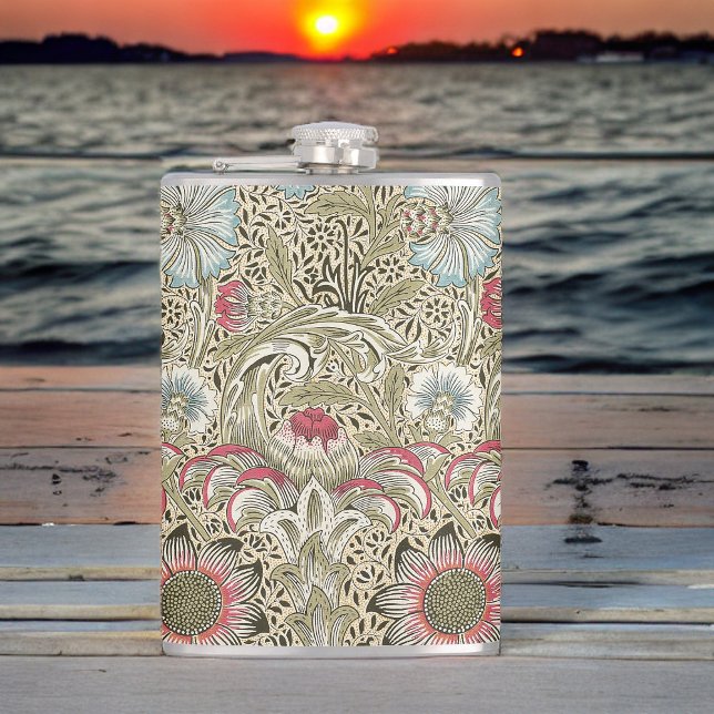 William Morris Corncockle Cream Blue and Pink Flask (Creator Uploaded)