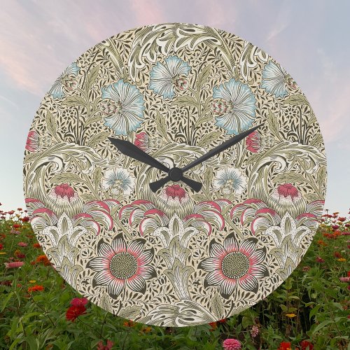 William Morris Corncockle Cream Blue and Rose Large Clock