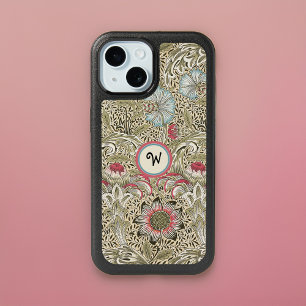 William Morris Corncockle Cream Rose With Initial iPhone 15 Case