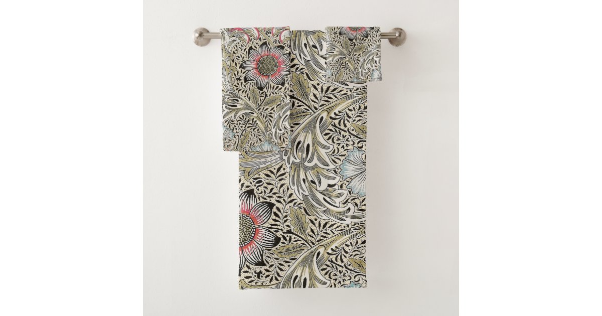 William Morris Corncockle wallpaper floral Bath Towel Set | Zazzle