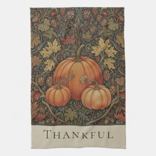 William Morris Cottage Thankful Pumpkin Fall Kitchen Towel