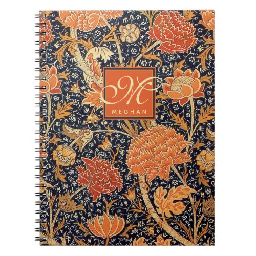 William Morris Cray _ Art Nouveau Orange Floral Notebook