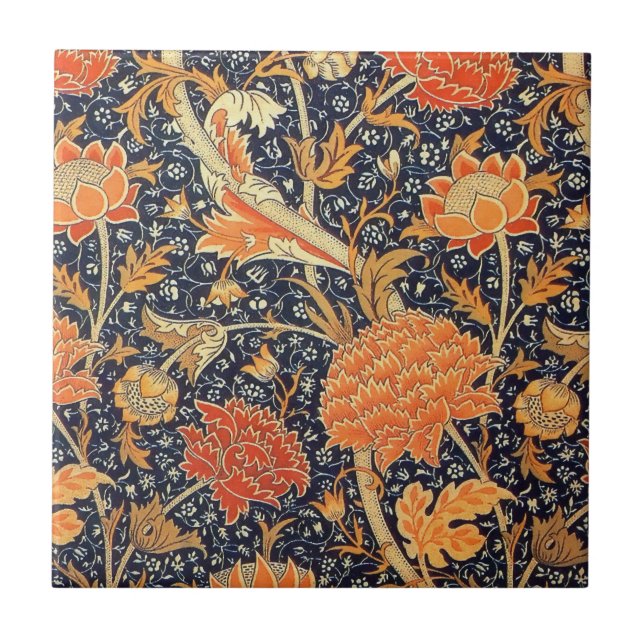William Morris Cray Floral Art Nouveau Pattern Ceramic Tile (Front)