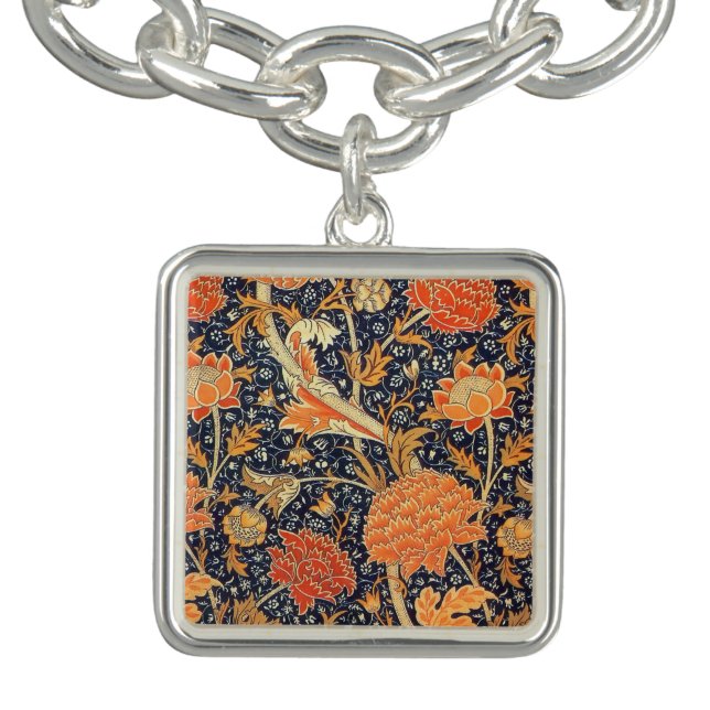 William Morris Cray Floral Art Nouveau Pattern Charm Bracelet (Design)