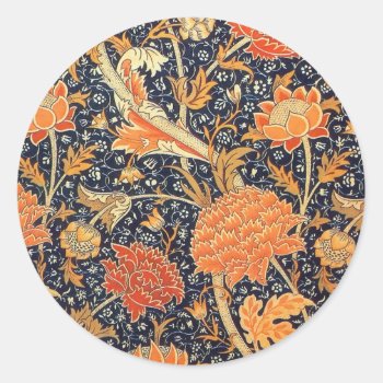William Morris Cray Floral Art Nouveau Pattern Classic Round Sticker by artfoxx at Zazzle