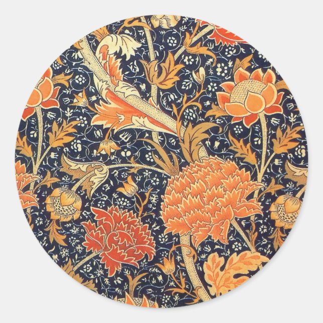 William Morris Cray Floral Art Nouveau Pattern Classic Round Sticker (Front)