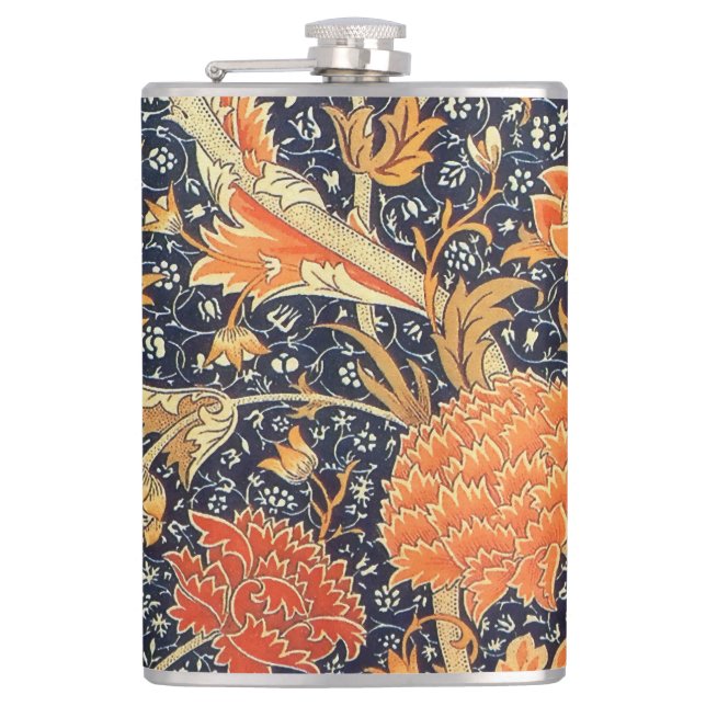 William Morris Cray Floral Art Nouveau Pattern Hip Flask (Front)