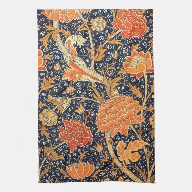 William Morris Cray Floral Art Nouveau Pattern Kitchen Towel (Vertical)