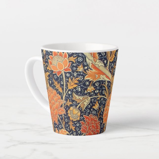 William Morris Cray Floral Art Nouveau Pattern Latte Mug (Left Angle)
