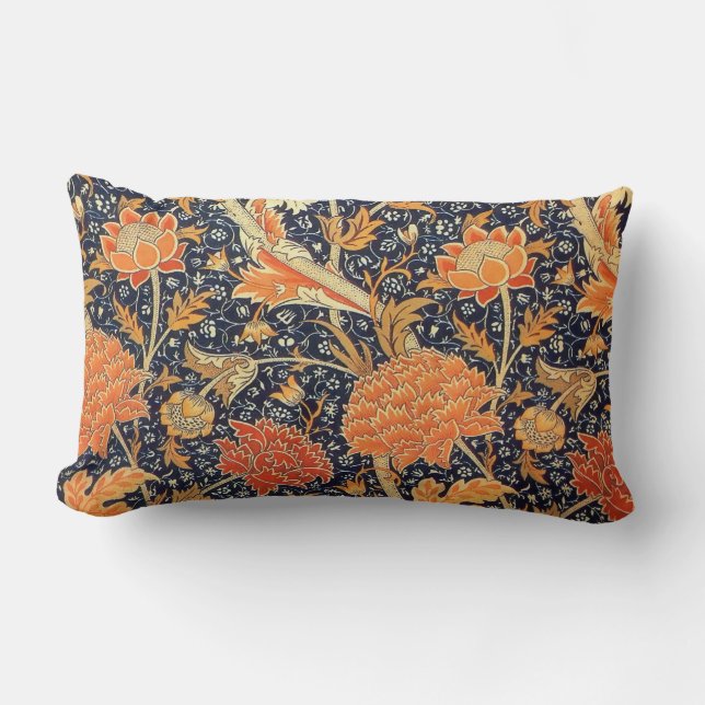 William Morris Cray Floral Art Nouveau Pattern Lumbar Pillow (Front)