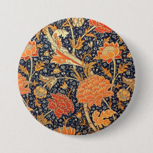 William Morris Cray Floral Art Nouveau Pattern Pinback Button
