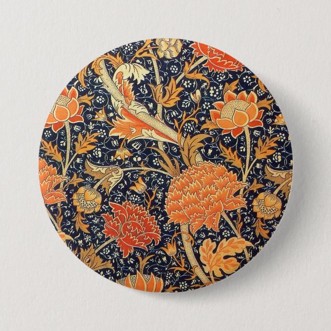 William Morris Cray Floral Art Nouveau Pattern Pinback Button (Front)