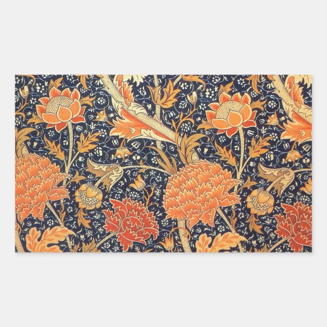 William Morris Cray Floral Art Nouveau Pattern Rectangular Sticker (Front)