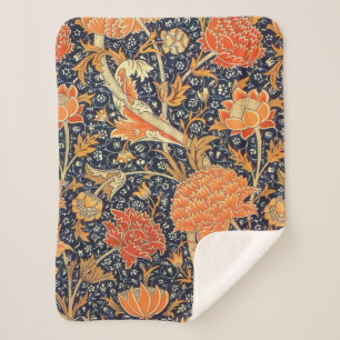 William Morris Cray Floral Art Nouveau Pattern Sherpa Blanket
