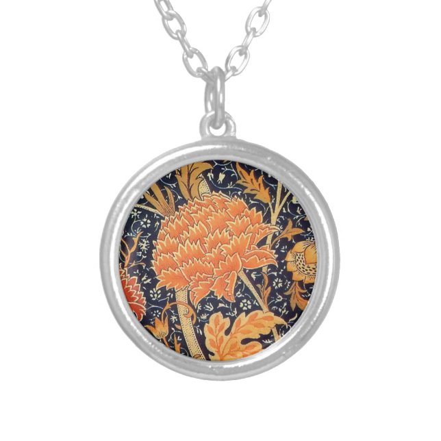 William Morris Cray Floral Art Nouveau Pattern Silver Plated Necklace (Front)