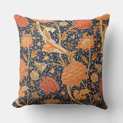 William Morris Cray Floral Art Nouveau Pattern Throw Pillow