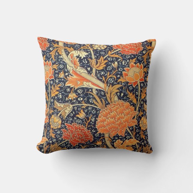 William Morris Cray Floral Art Nouveau Pattern Throw Pillow (Front)