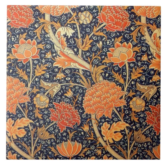 William Morris Cray Floral Art Nouveau Pattern Tile (Front)