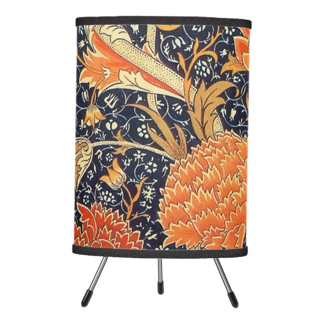 William Morris Cray Floral Art Nouveau Pattern Tripod Lamp (Front)