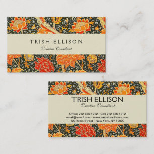 William Morris Cray Floral Pattern Vintage Business Card