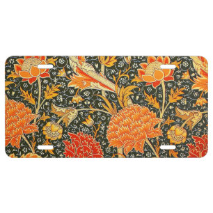 William Morris Cray Floral Pattern Vintage License Plate