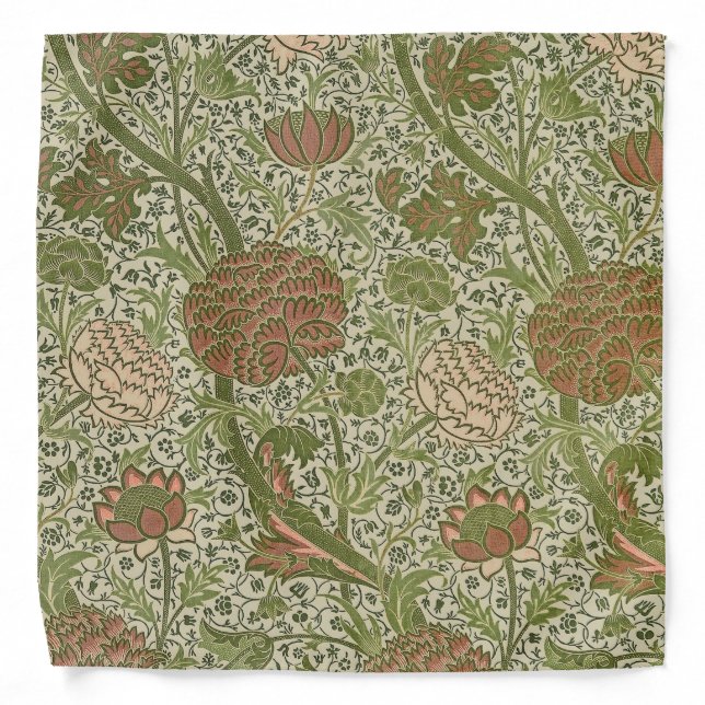 William Morris Cray Sage Flower Floral Botanical Bandana (Front)