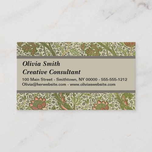 William Morris Cray Sage Flower Floral Botanical Business Card