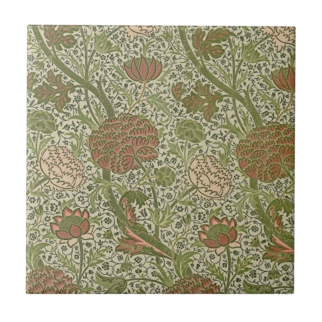 William Morris Cray Sage Flower Floral Botanical Ceramic Tile (Front)