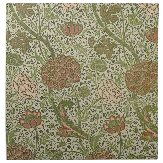 William Morris Cray Sage Flower Floral Botanical Cloth Napkin (Front)