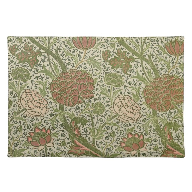 William Morris Cray Sage Flower Floral Botanical Cloth Placemat (Front)