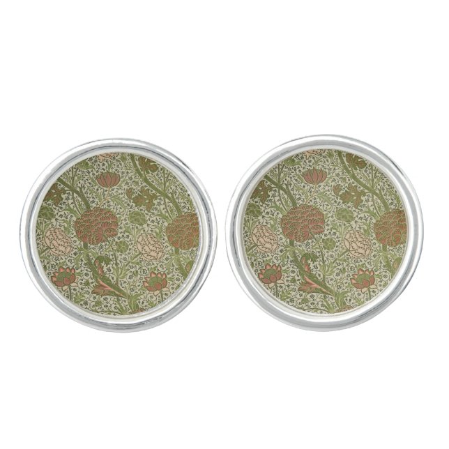 William Morris Cray Sage Flower Floral Botanical Cufflinks (Front)