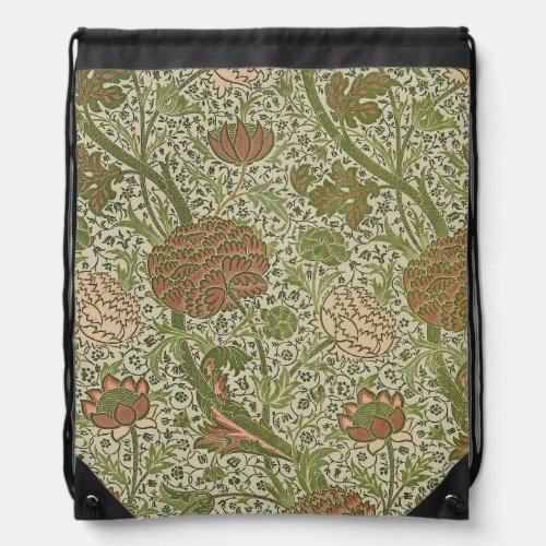 William Morris Cray Sage Flower Floral Botanical Drawstring Bag