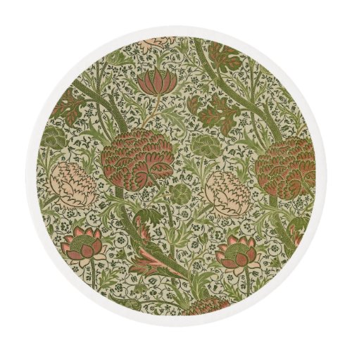 William Morris Cray Sage Flower Floral Botanical Edible Frosting Rounds