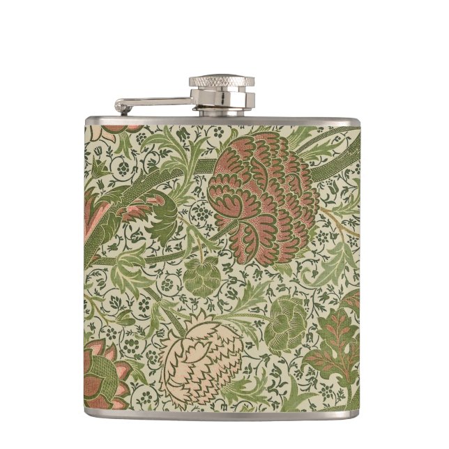William Morris Cray Sage Flower Floral Botanical Flask (Front)