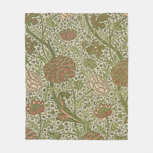 William Morris Cray Sage Flower Floral Botanical Fleece Blanket